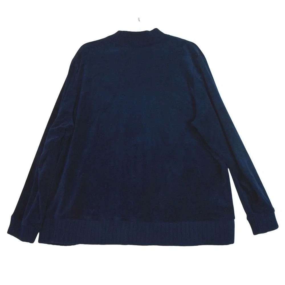 Drapers And Damons Velvet Ruffle Front Jacket 1X Sapphire Blue Grandma Mature‎